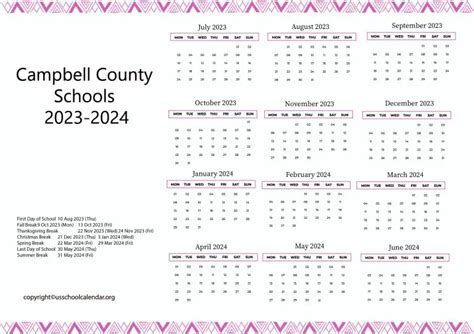 Campbell County Schools Calendar with Holidays 2023-2024