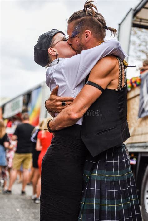 Kissing In The Streets Of Denmark Gay Pride At Copenhagen Year 2018 Editorial Image Image Of