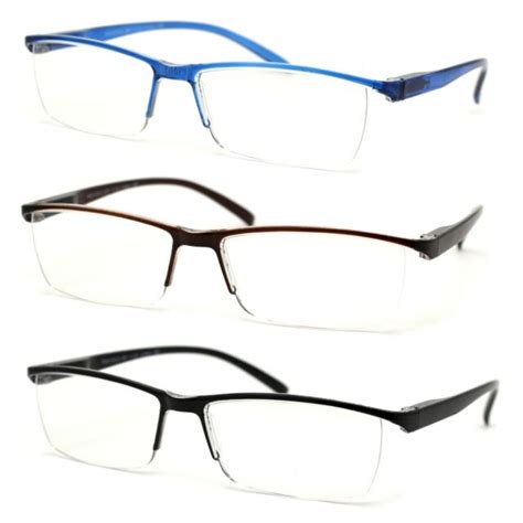 Classic Narrow Rectangular Half Rim Plastic Reading Glasses Ebay