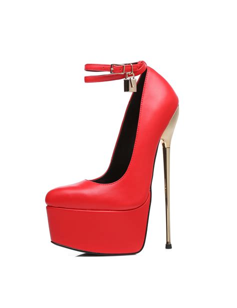 Red Essence Giaro Slick Platform Pumps With Locking Ankle Strap