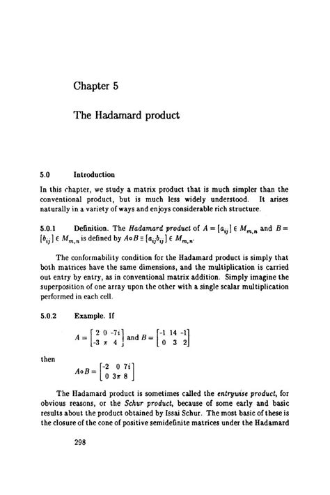 The Hadamard Product Chapter 5 Topics In Matrix Analysis