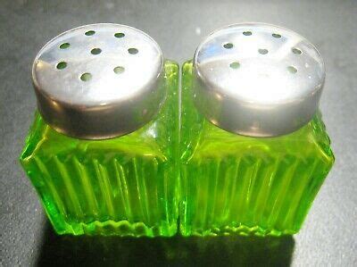 James Bregenzer Vintage Salt And Pepper Shakers Uranium Glass Very