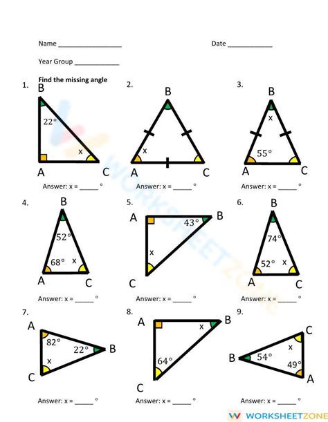 Find Missing Angles Worksheet