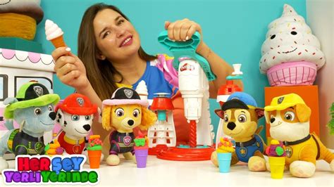 Bebek videoları Paw Patrol oyuncakları ile dondurma yiyelim Play Doh