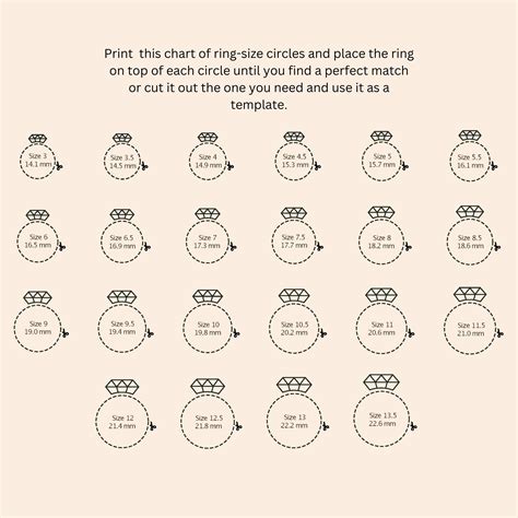 Printable Ring Sizer Ring Size Finder Ring Size Measuring Tool International Ring Size Chart