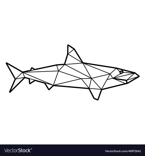 Shark side view polygonal Royalty Free Vector Image