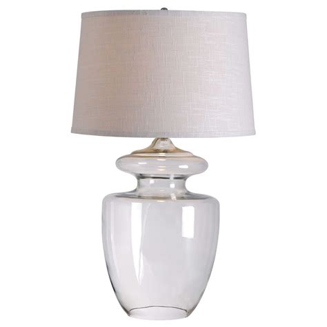 Modern Table Lamp With White Shade In Clear Glass Finish Modern Clear Glass 1 Light Table Lamp