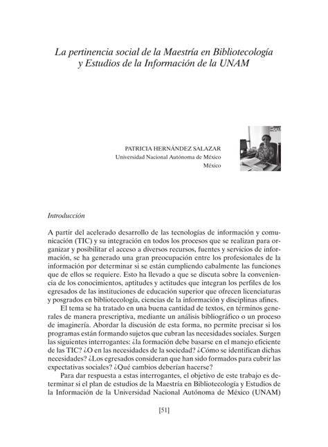 Pdf La Pertinencia Social De La Maestr A En Bibliotecolog A Y