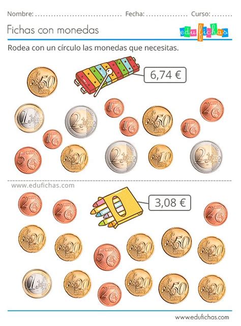 Fichas Con Monedas Y Dinero Para Ni Os Actividades Con Euros Fichas