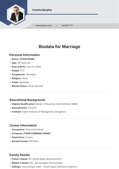 Free Biodata Templates And Examples Edit Online And Download