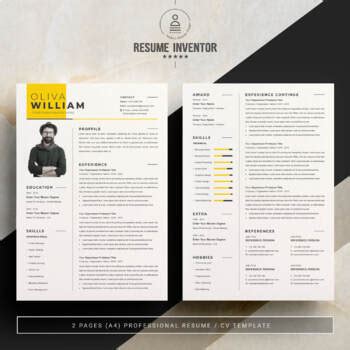 CV Template Professional CV By ResumeInventor TpT