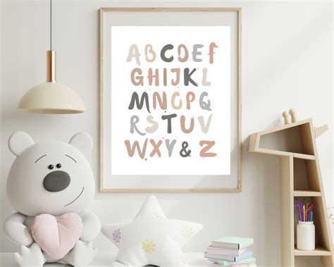 Neutral Alphabet Poster Alphabet ABC Print Nursery Alphabet Etsy