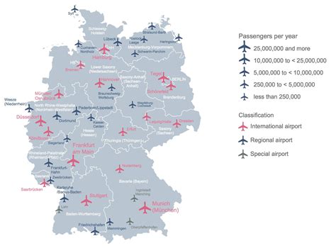 Germany airport map - Map of Germany showing airports (Western Europe ...