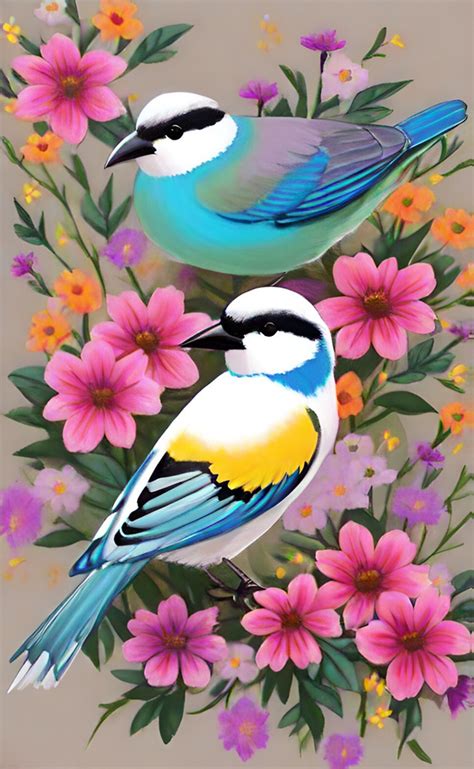birds flowers illustration  stock photo public domain pictures