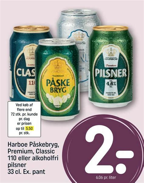 Harboe P Skebryg Premium Classic Eller Alkoholfri Pilsner Tilbud