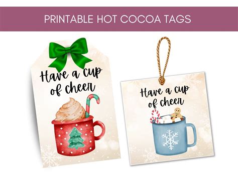 Hot Cocoa Tags Printable Hot Chocolate Tags Christmas Gift Tags Etsy