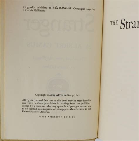 The Stranger | Albert Camus | First Edition