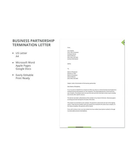 14 Partnership Termination Letter Templates Pdf Doc Free And Premium Templates