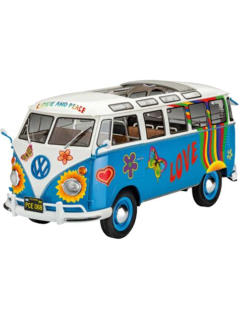 Revell VW T1 Bulli Samba Bus Flower Power Modellbausatz im Maßstab 1