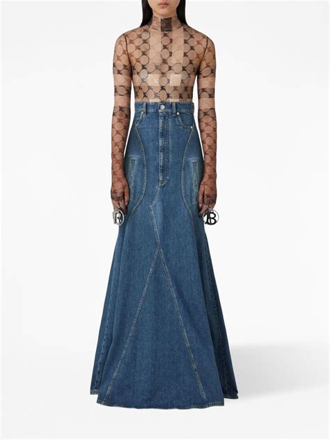 Burberry Flared Denim Maxi Skirt Farfetch