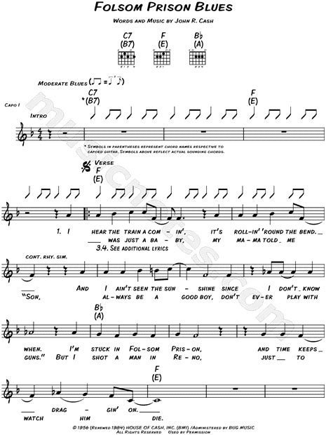 Folsom Prison Blues Guitar Chords | Piano Sheet Music