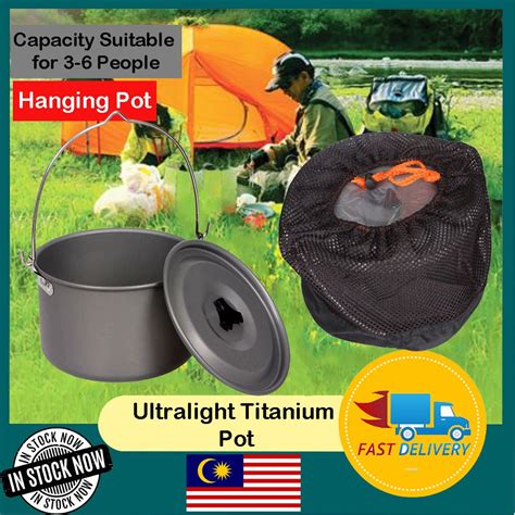 🔥ready Stock🔥 Ultralight Titanium Cooking Pot 600g Camping Folding