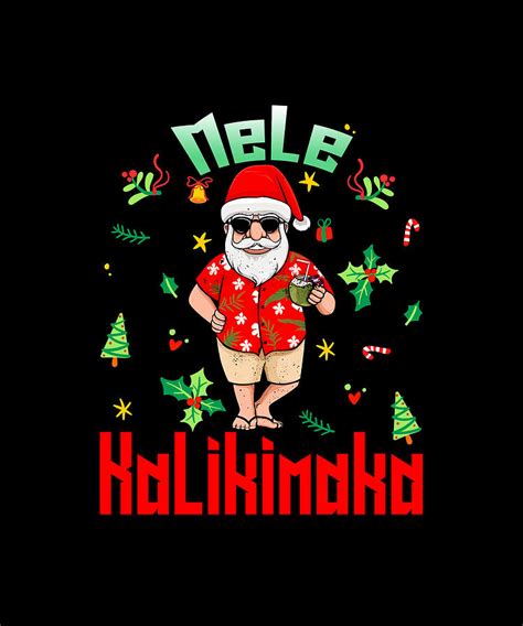 Mele Kalikimaka Christmas Santa Shaka Hawaii Drawing By Thepassionshop