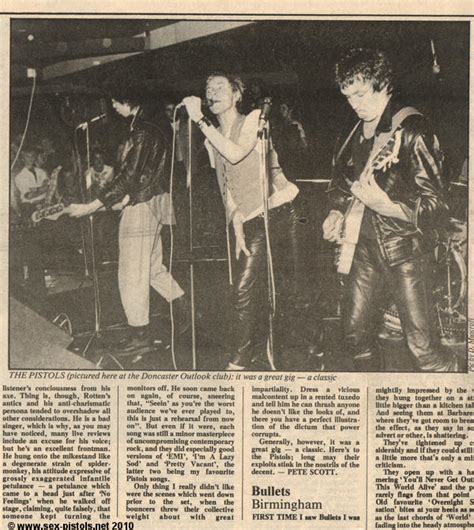 God Save The Sex Pistols Doncaster Th August Press Cutting