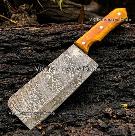 Handmade Cleaver Damascus Cleaver With Sheath Kitchen Knife Butcher