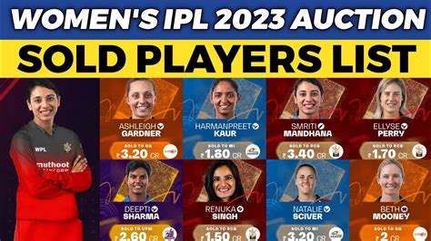 Women S Ipl Auction Sold Players List Youtube