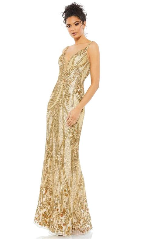 Mac Duggal 5517 Embellished Sheath Evening Gown In Metallic Lyst