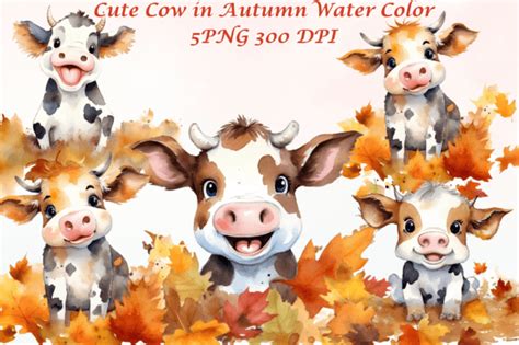 Cute Cow in Autumn Clipart Graphic by Dezinebyshewhart · Creative Fabrica