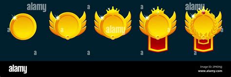 Rank Badges Level Up Icons Ranking Awards Stock Vector Image Art