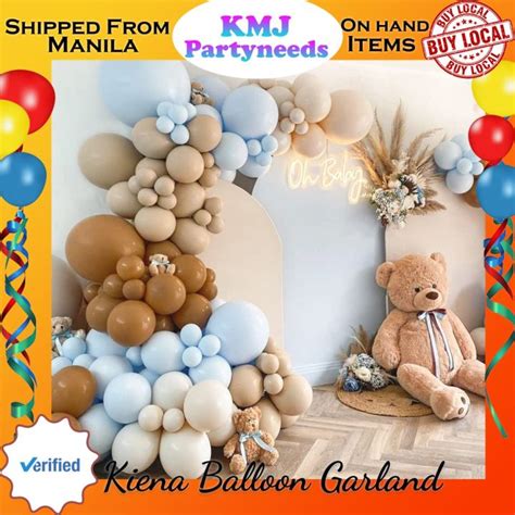 Kiena Balloon Brown And Blue Balloon Garland Kit Blue Nude Coffee Brown Apricot Double Stuffed
