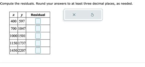 Solved Compute The Residuals Round Your Answers To At Least Chegg