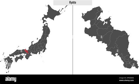 Map Of Kyoto Prefecture Of Japan And Location On Japanese Map Stock