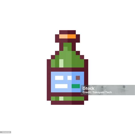 Pixel Art Flasche Spirituosen Alkohol Retro 8 Bit Stil Schnaps