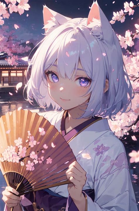 Ai Art Pixai Girl Cherry Blossom Fan By Akane File Pixai Hot Sex Picture