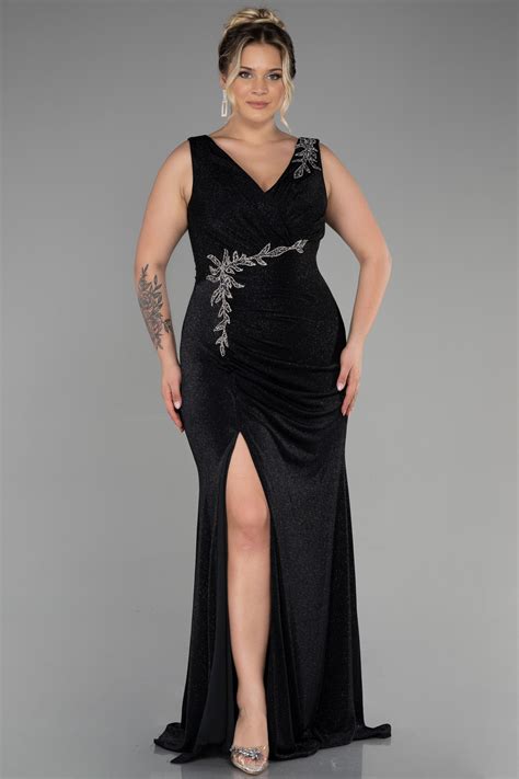 Long Black Plus Size Evening Dress ABU3439 Abiyefon