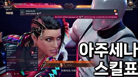 10월 철권8 클베 오리지널 캐릭터 아주세나 커맨드표 Tekken 8 Youtube