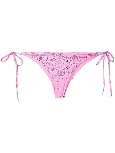 Mc Saint Barth Mariee Bandana Print Bikini Bottoms Pink Editorialist