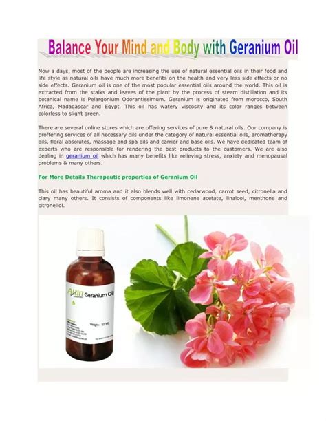 PPT Balance Your Mind And Body With Geranium Oil PowerPoint