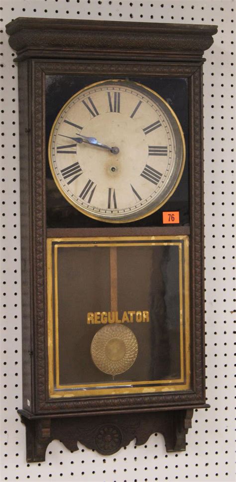 Bid Now Sessions Regulator Oak Case Wall Clock With Pendulum And Key Invalid Date Est