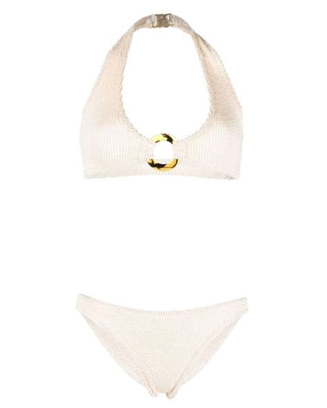 Hunza G Synthetic Hoop Embellished Bikini Set In Natural Lyst Canada