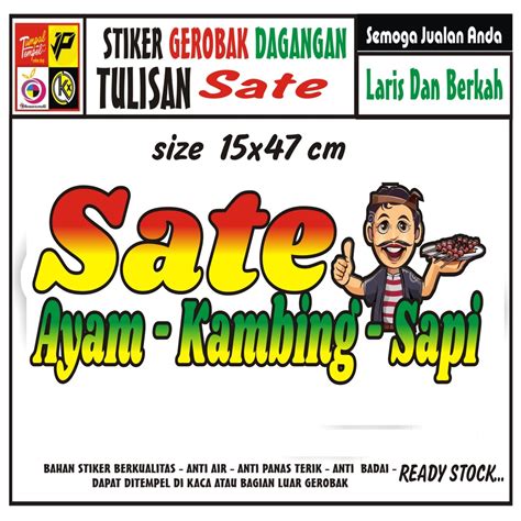 Jual Stiker Kaca Gerobak Tulisan Sate Ayam Shopee Indonesia