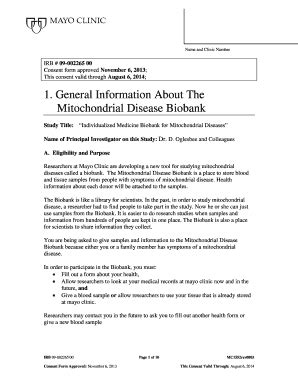 Fillable Online Mayo B B Bgeneralb Information About The Mitochondrial