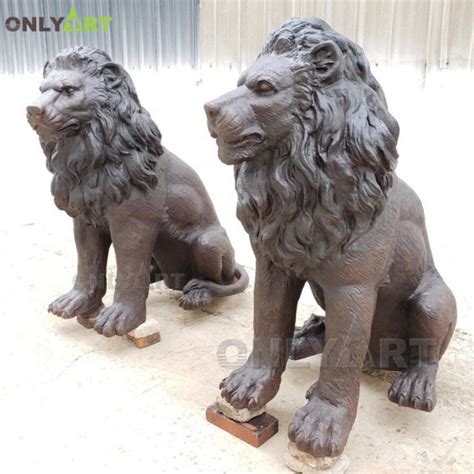 Decorative Garden Small Home Cast Bronze Life Size Sitting Lion Statues