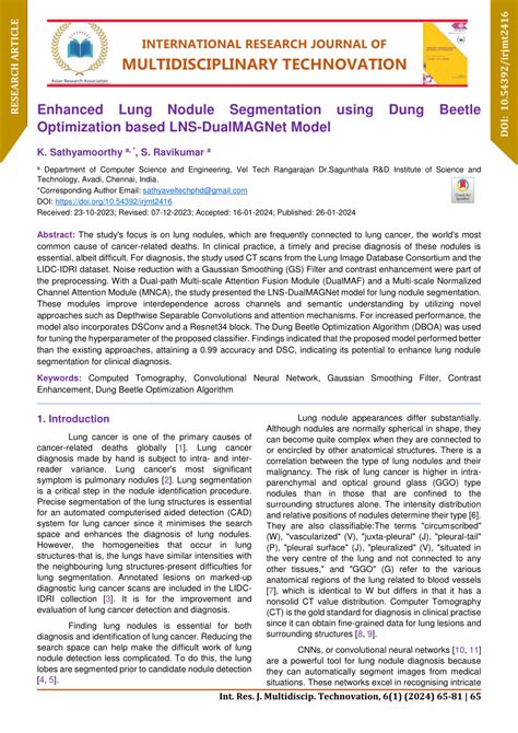 PDF Enhanced Lung Nodule Segmentation Using Dung Beetle Optimization