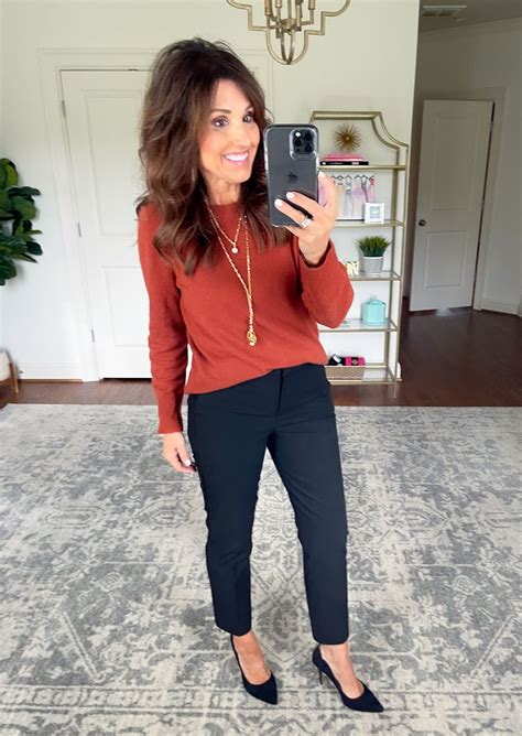 Fall Color Trend To Try Rust Cyndi Spivey Pants Outfit Fall Skirt