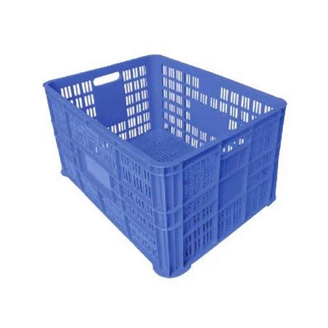 Blue Rectangular Vegetable Plastic Crate Capacity 20 Kg To 25 Kg At